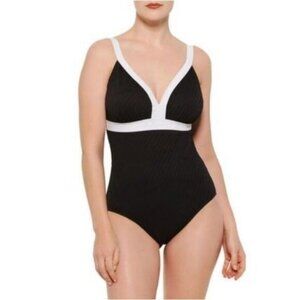 KRISTA - NWOT One Piece Swimsuit Colorblock B&W Sz 24 W D